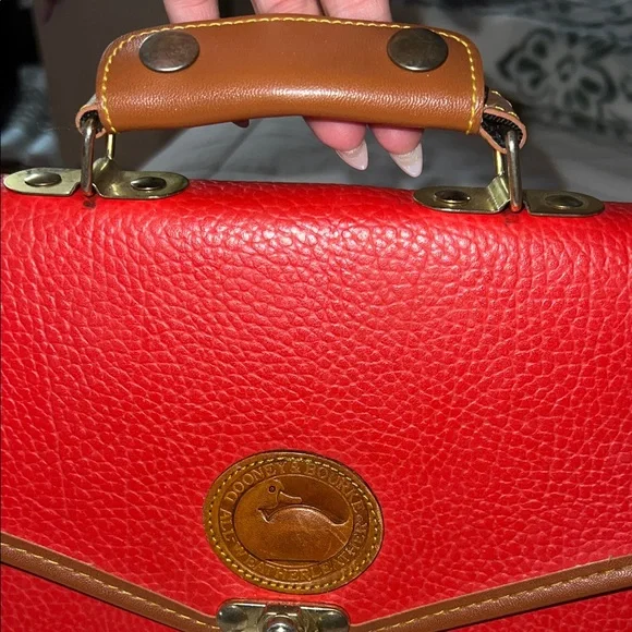 Dooney & Bourke Red and Tan Crossbody Bag - Picture 8 of 14